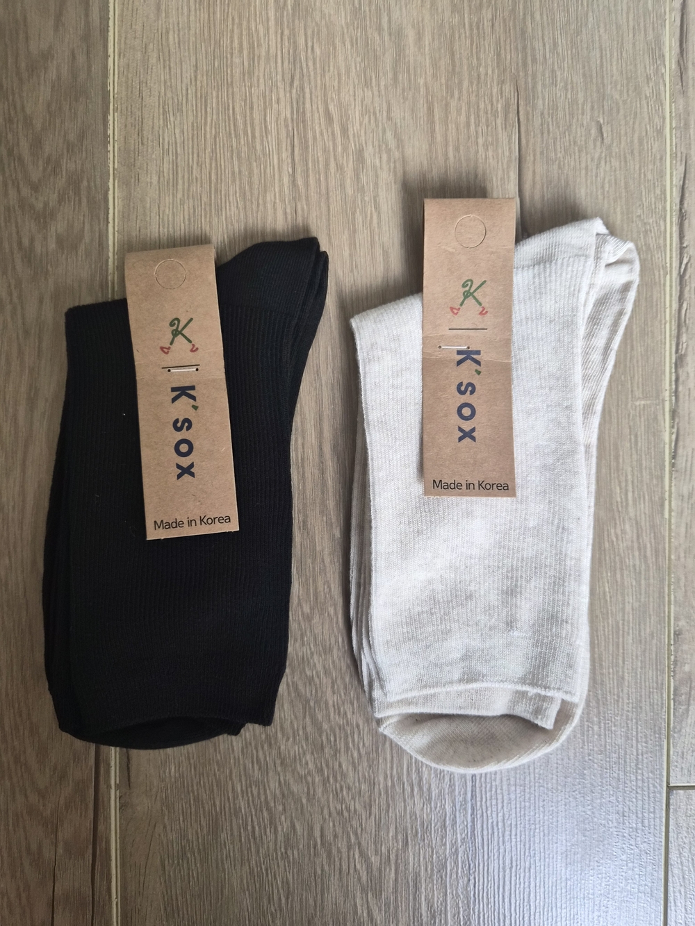 Woman's Crew Socks - Black and Beige